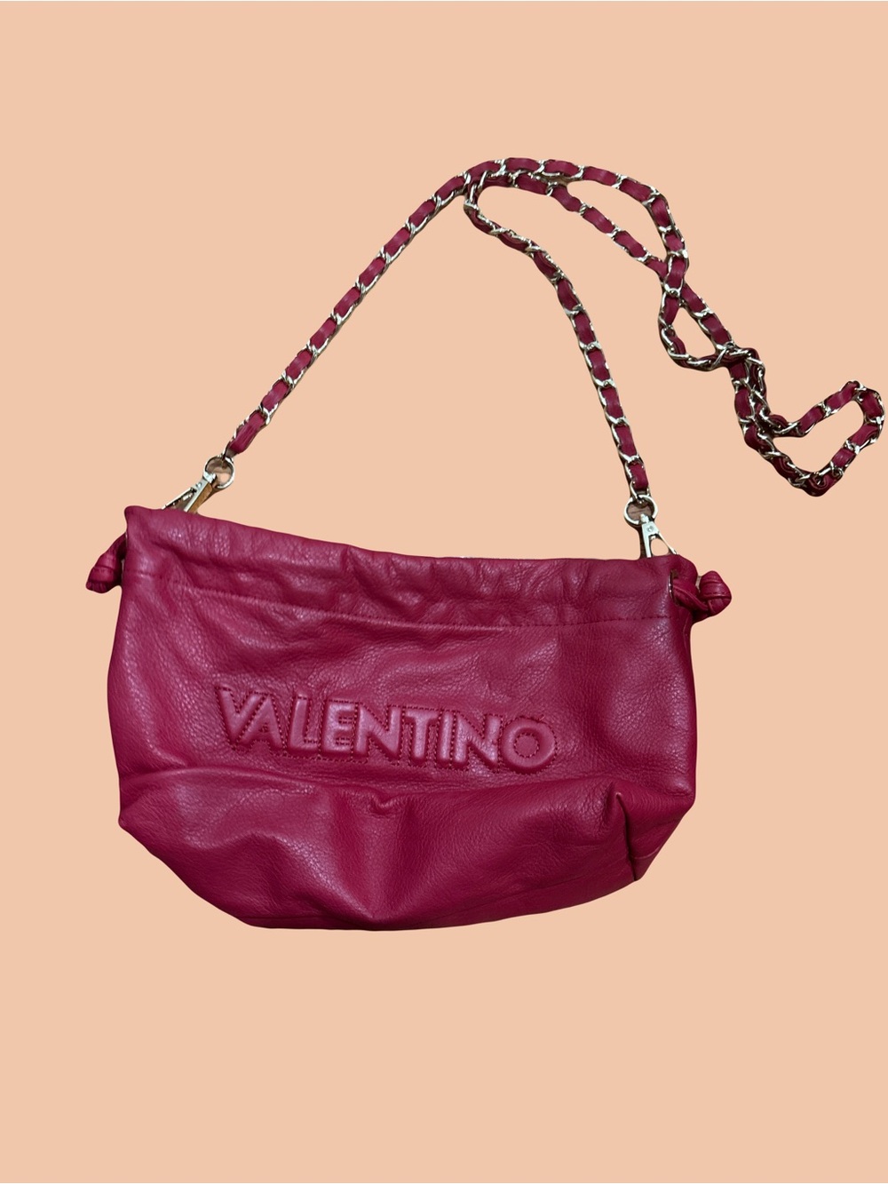 Valentino Red Shoulder Bag with Chain Strap